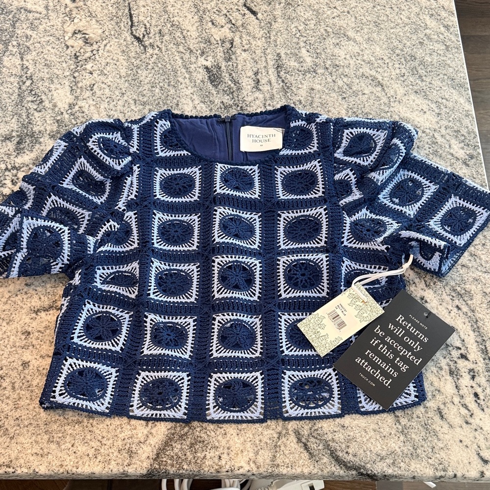 NWT-XS-Tuckernuck Blue Crochet Top (Hyacinth House)